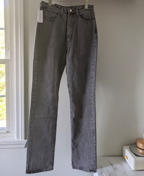 NWT WE WORE WHAT "The Icon" High Waist Straight Leg Bootcut Jeans, Washed Grey - Picture 4 of 8